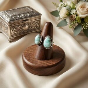 Paloma Turquoise side by side Sterling Silver Adjustable Ring